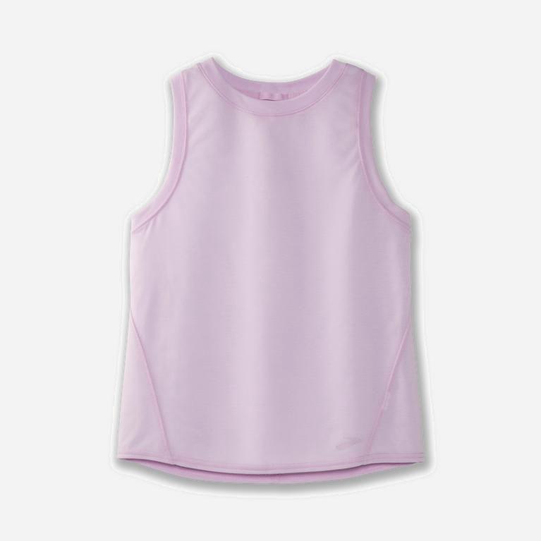 Brooks Distance Women's Running Tank Top UK Discount - Heather Orchid Haze/Pink (SHJAM6875)